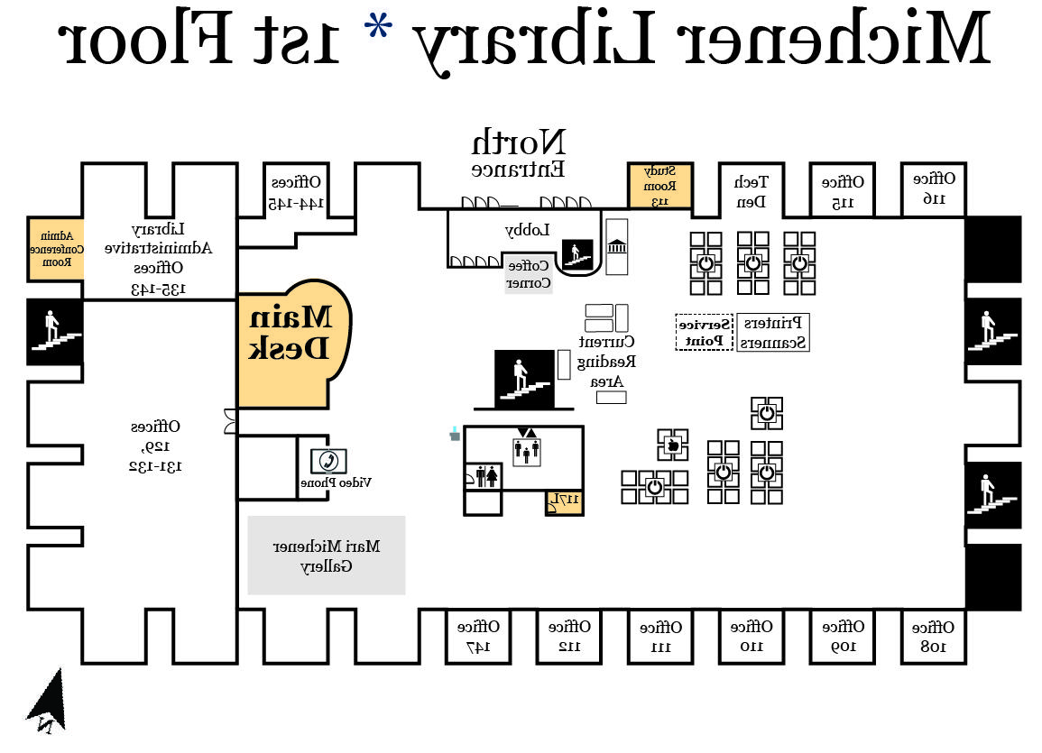 Map of Michener Library first floor