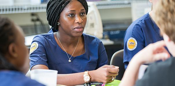 Culturally diverse nursing students in a classroom